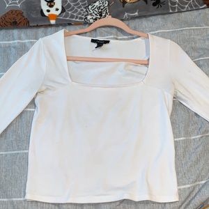 White, forever 21, long sleeve, crop top